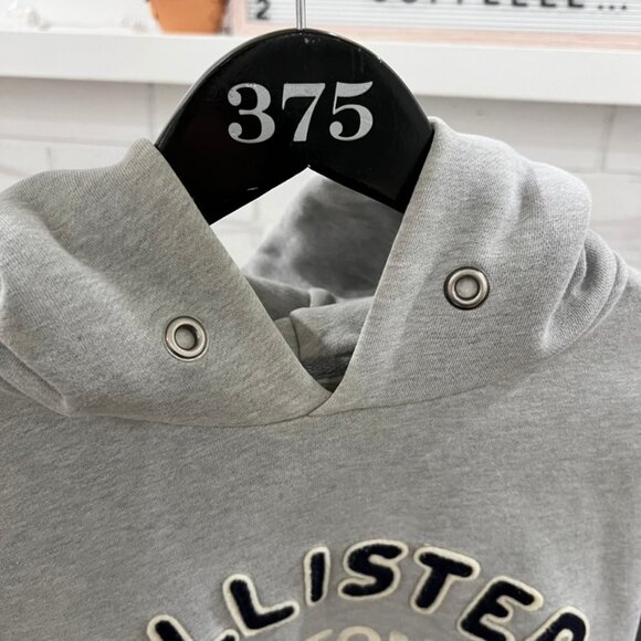 Vintage Hollister Fleece Grey Patch Logo Hoodie - Picture 4 of 5